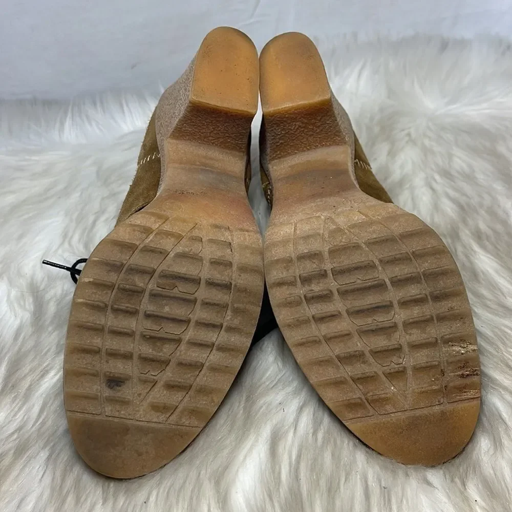 Anthropologie Jasper &‎ Jeera Yuma Tan/Black 2 Tone Lace Up Bootie Sz 36/US 5.5